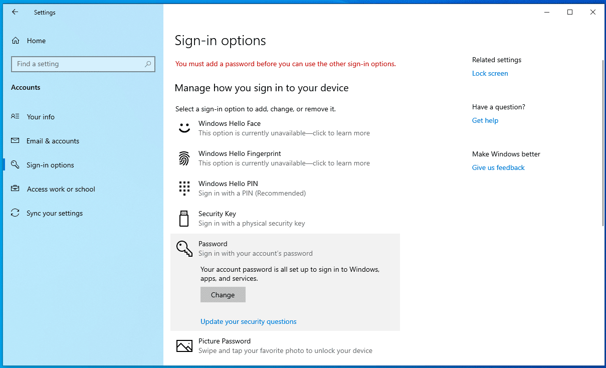 Windows 10 dodaje pytania bezpieczeństwa