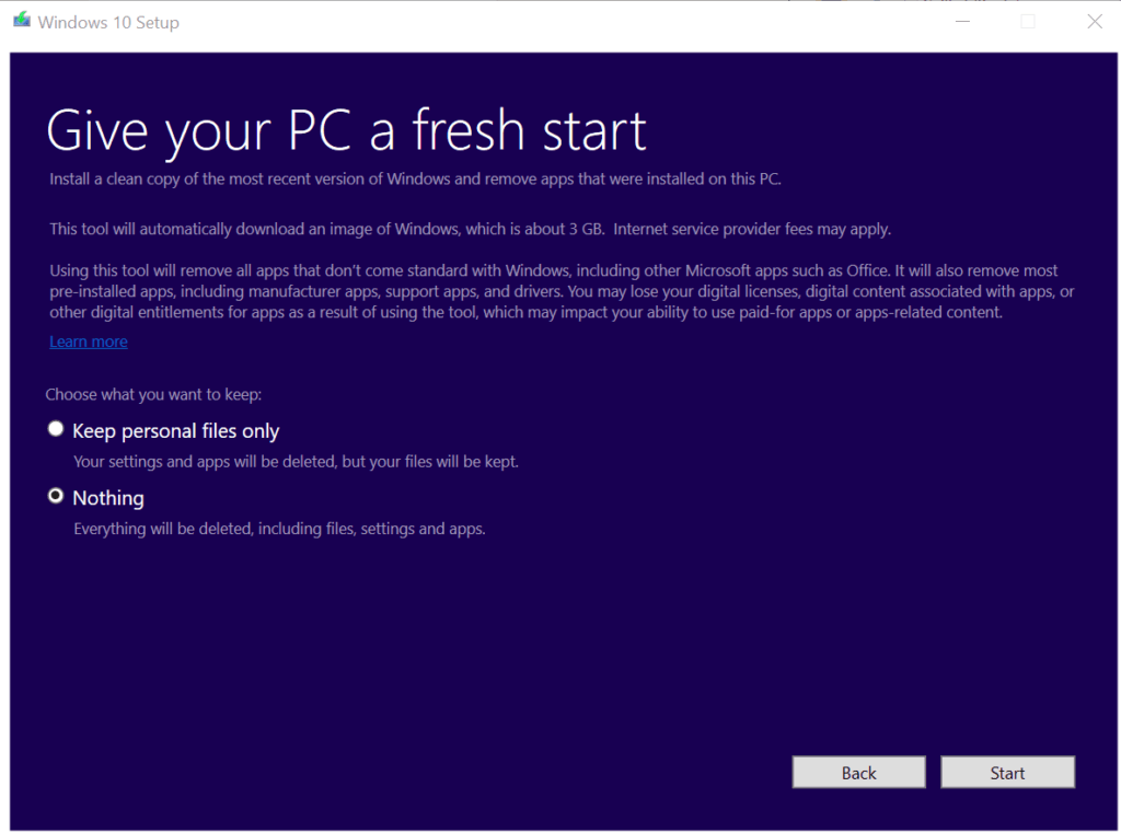 Windows 10 - Fresh - Clean Install narzędzie