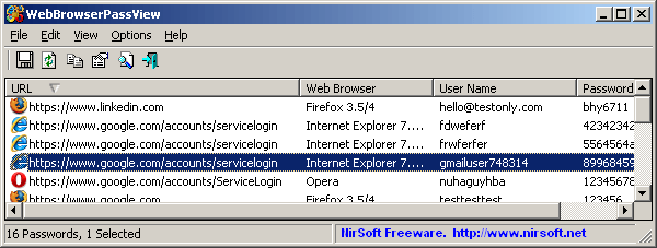 PassView przeglądarki internetowej