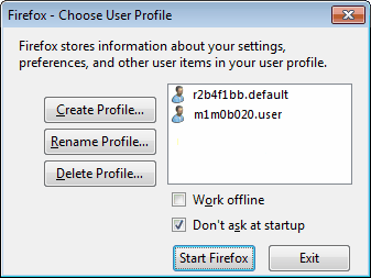 menedżer profili firefox
