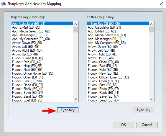 Klawisz Type wyłącz klawisz Windows