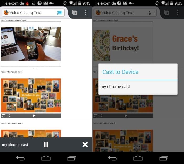 Firefox Android ChromeCast