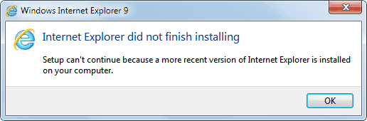 program Internet Explorer nie zakończył instalacji