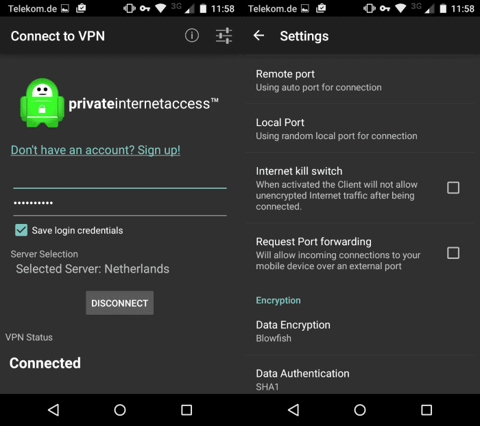 prywatny dostęp do internetu android