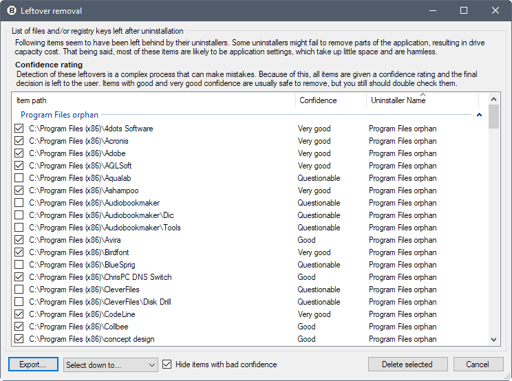 oczyść pliki programu