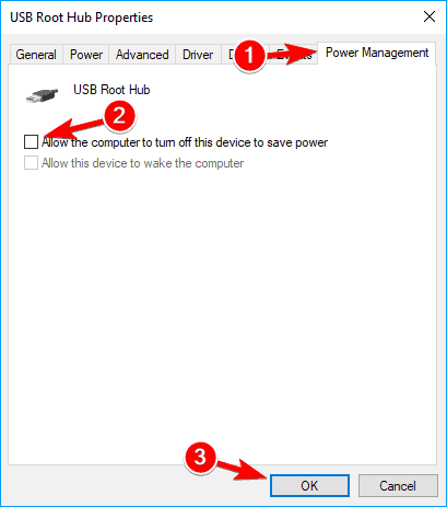 Czytnik linii papilarnych, czytnik nie't work with Windows 10 usb root hub