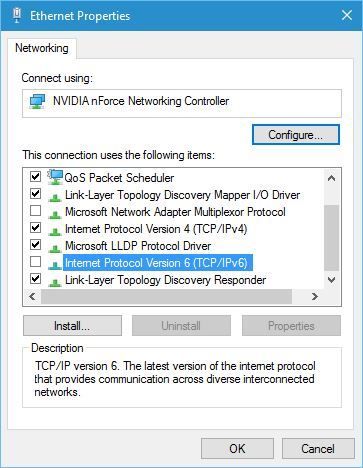 wyłączone IPv6