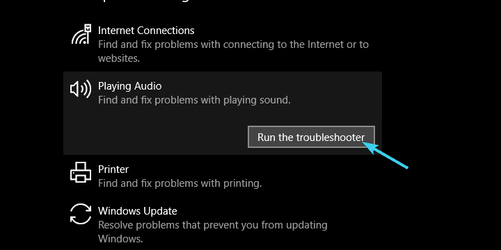 zniekształcony dźwięk systemu Windows 10 uruchom narzędzie do rozwiązywania problemów