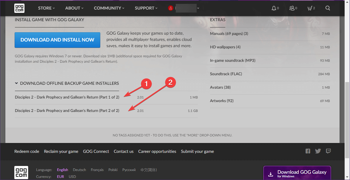 Pobierz instalator kopii zapasowej GOG