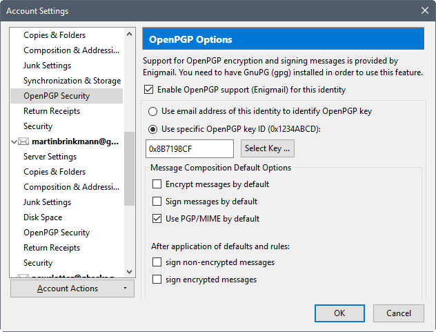 opcje openpgp