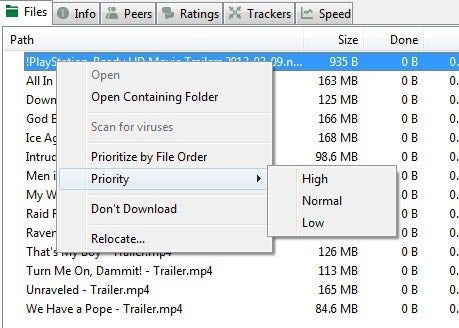 utorrent priorytetyzuje według kolejności plików