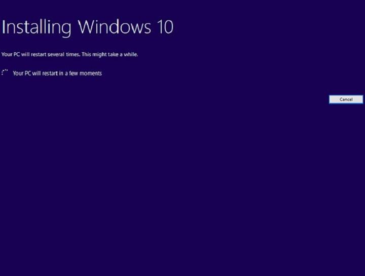 instalacja systemu Windows 10 zostanie uruchomiona ponownie