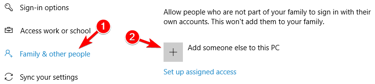 dodaj kogoś innego do tego komputera Windows 10 może't sign into your account