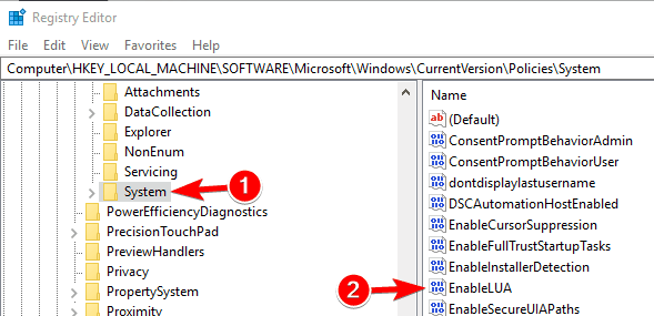rejestr enableLUA Windows 10 wygrał't let me sign into my Microsoft account
