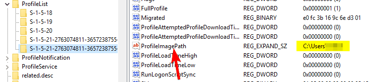 rejestr wartości profileimagepath Can't sign in with Microsoft account Windows 10