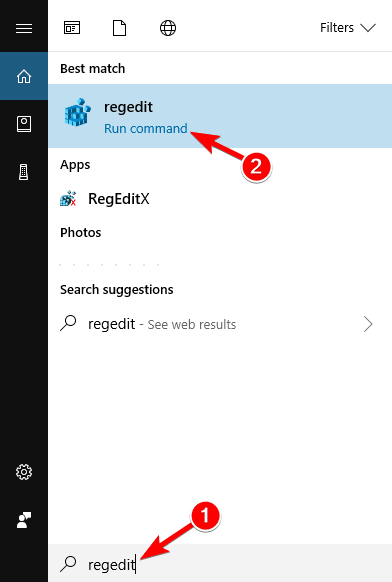 regedit search Windows 10 może't sign in with Microsoft account something went wrong