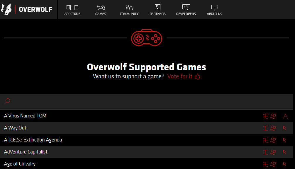 Overwolf's supported games page overwolf not recording