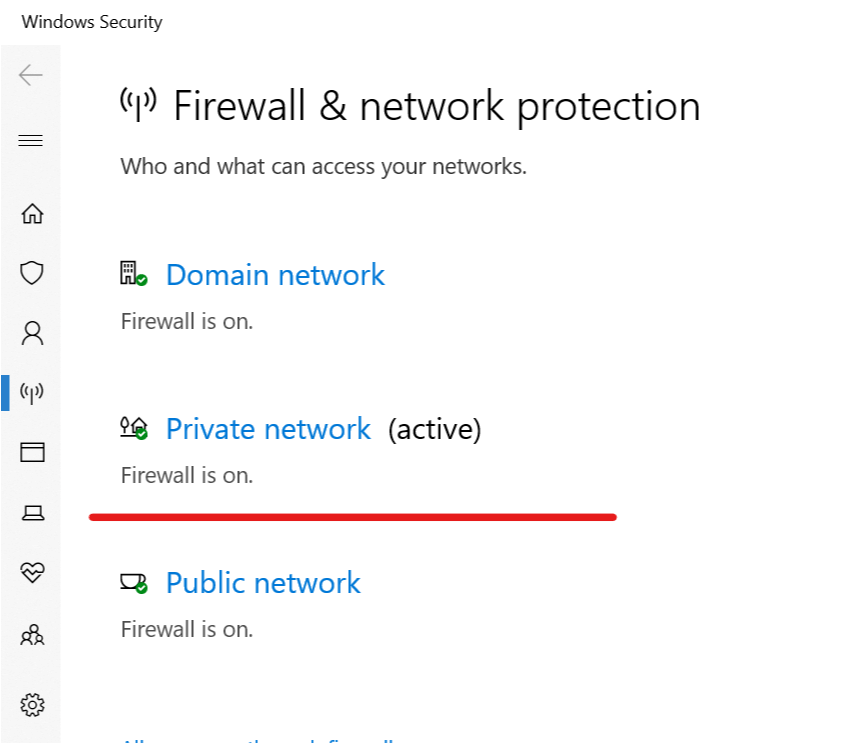 Zapora systemu Windows i ochrona sieci są aktywne