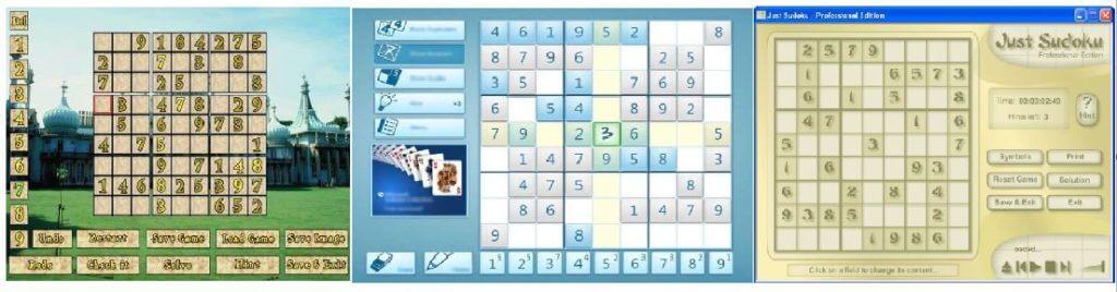 okna darmowych aplikacji sudoku