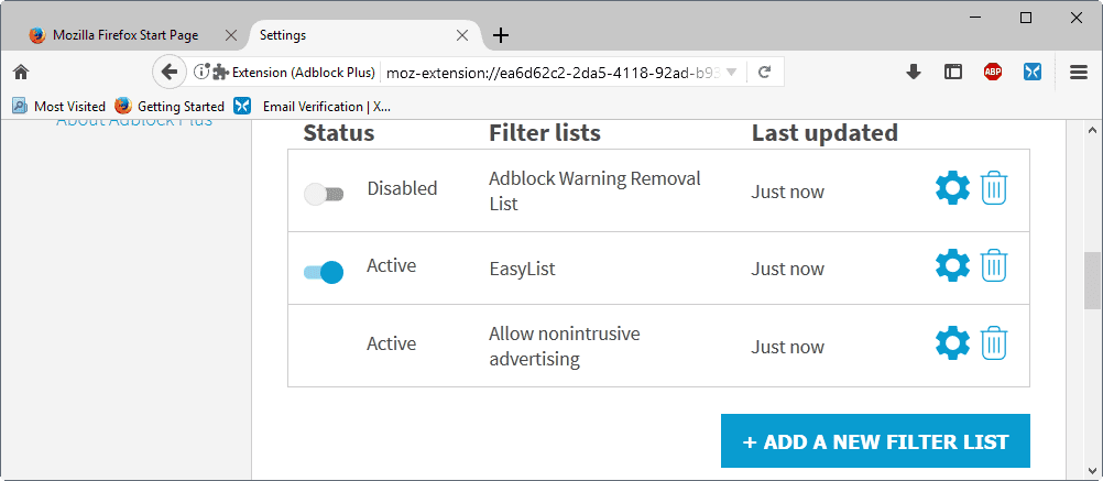 adblock plus listy filtrów