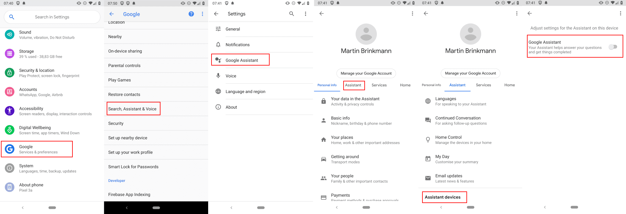 wyłącz google asystent Androida