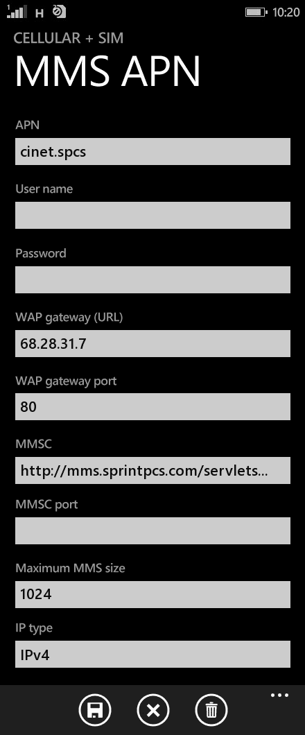 Lumia mms apn usunięta