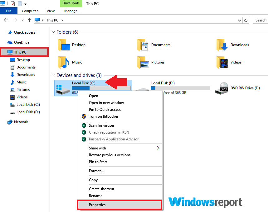 System Windows znalazł błędy w oknie właściwości tego dysku