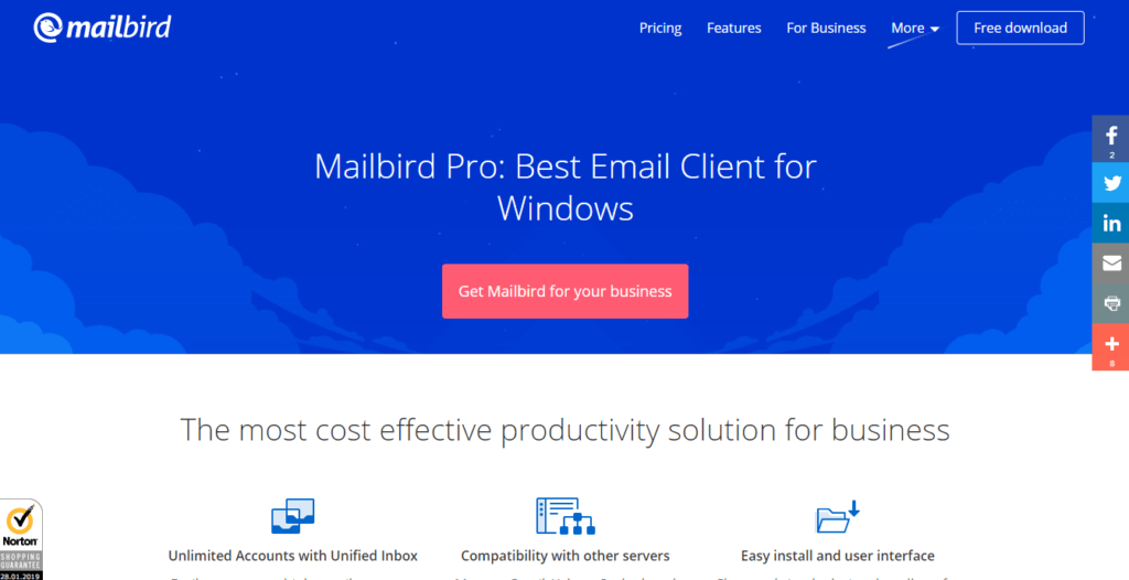 Mailbird Pro - klienci e-mail dla małych firm