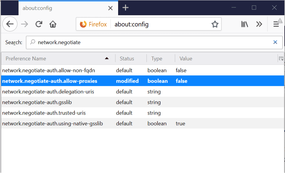 etwork.negotiate-auth.allow-proxyies Fałszywy Firefox ciągle pyta o hasło