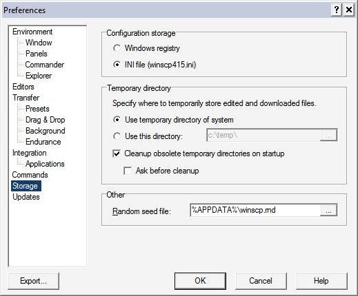 pamięć winscp