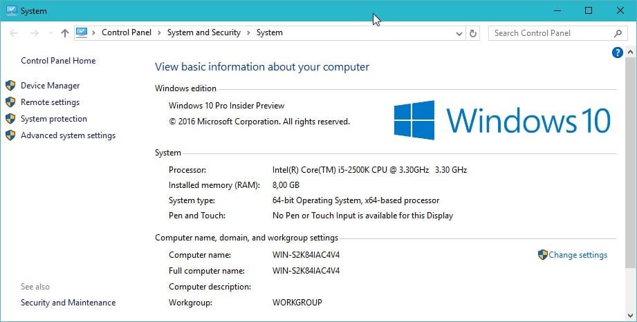 nazwa komputera z systemem Windows 10