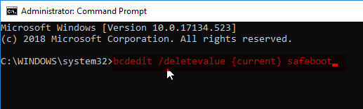 bcdedit / deletevalue {current} safeboot pc automatycznie uruchamia się w trybie awaryjnym