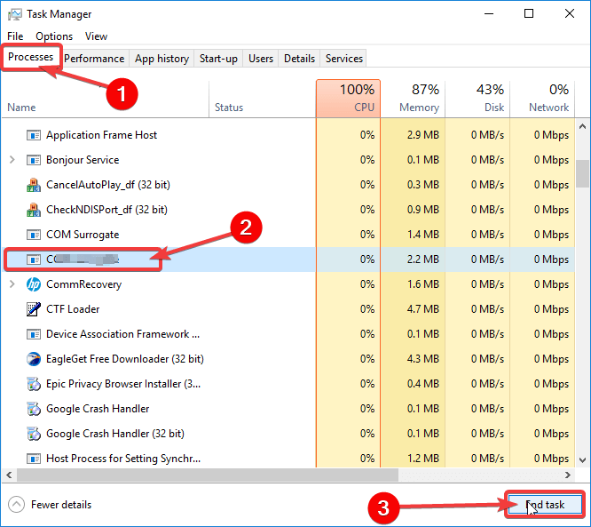 Zakończ zadanie nvdisplay kontener exe powoduje wysokie użycie procesora