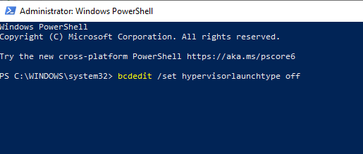 bcdedit / set hypervisorlaunchtype off raw-mode jest niedostępny