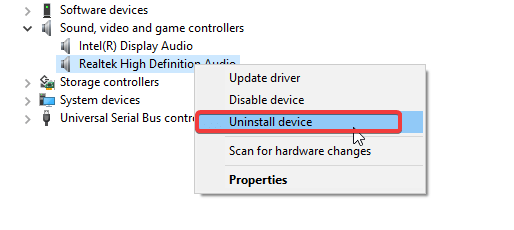 odinstaluj urządzenie Realtek Audio HD