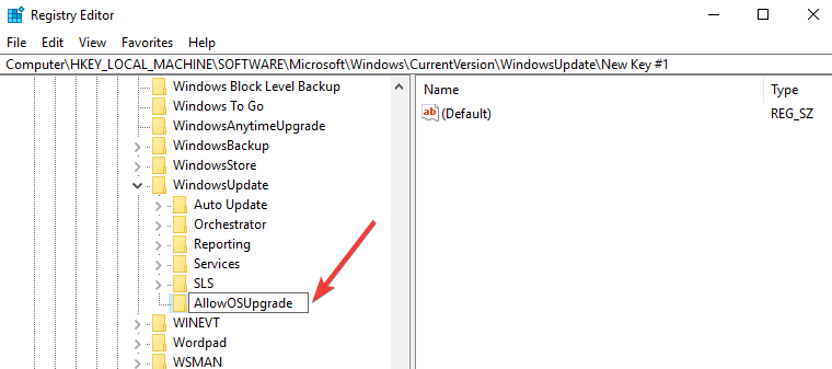 AllowOSUpgrade regedit Windows 10