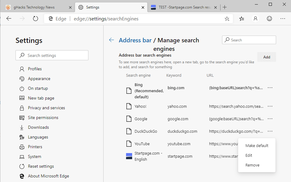 microsoft edge chromium dodaj wyszukiwarkę