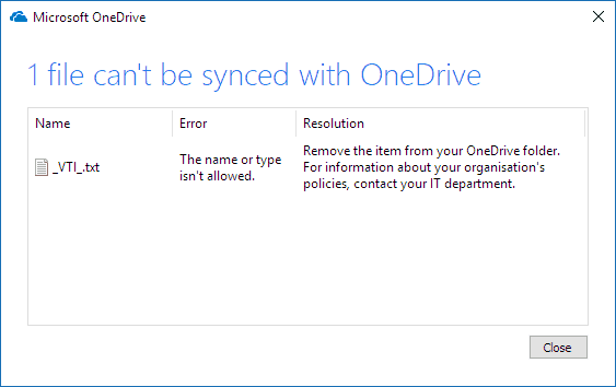 Kod błędu OneDrive 159