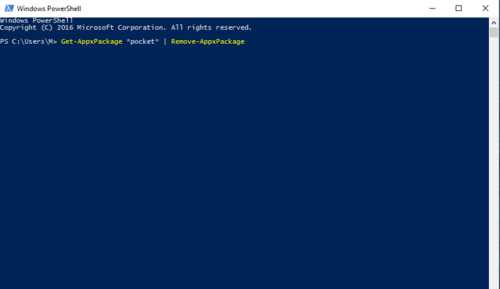 PowerShell usuń aktualizację rocznicy pakietu