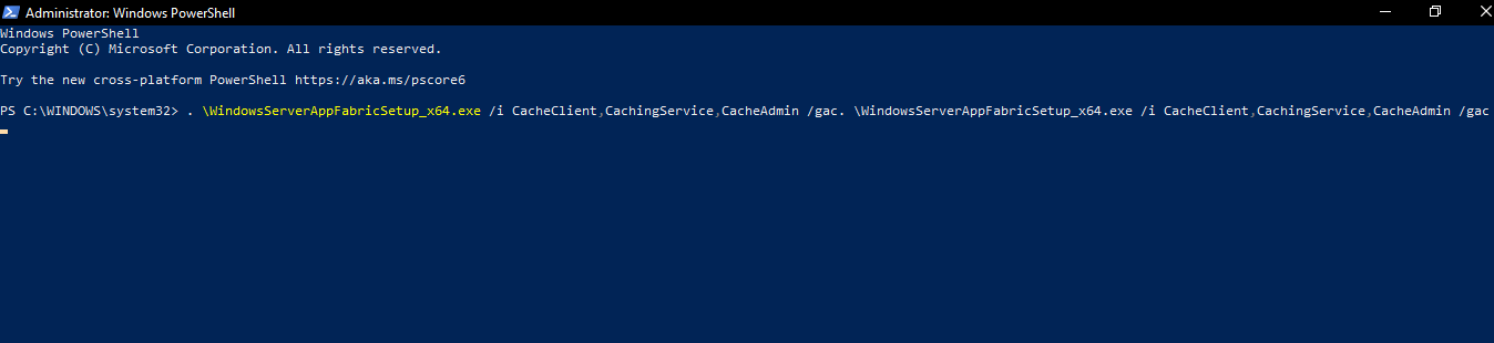 Polecenie administratora programu PowerShell - niepoprawnie skonfigurowana tkanina aplikacji Windows Server