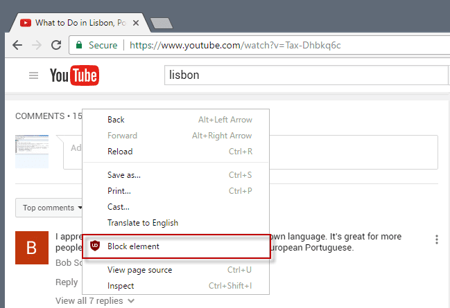 ublock blokowy element źródłowy