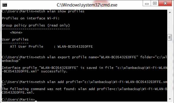 netsh kopiuje profile wlan
