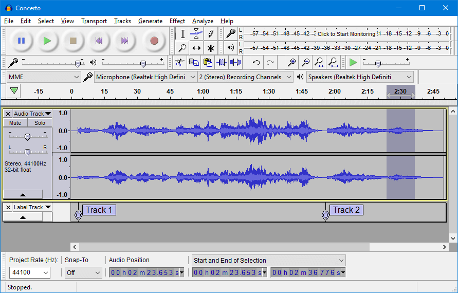 Audacity - rejestratory audio ze znacznikiem czasu