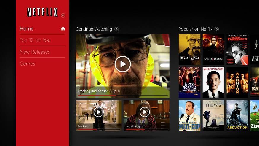 Aplikacja filmowa Netflix na Windows 8