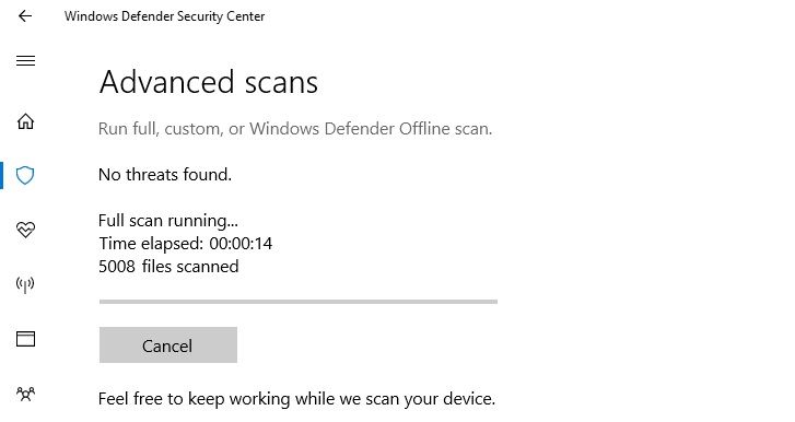 skanuj system Windows Defender