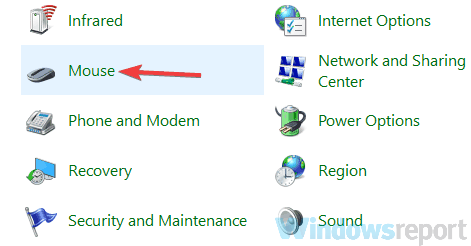 panel sterowania myszy Stuknij, aby kliknąć, nie działa Windows 10