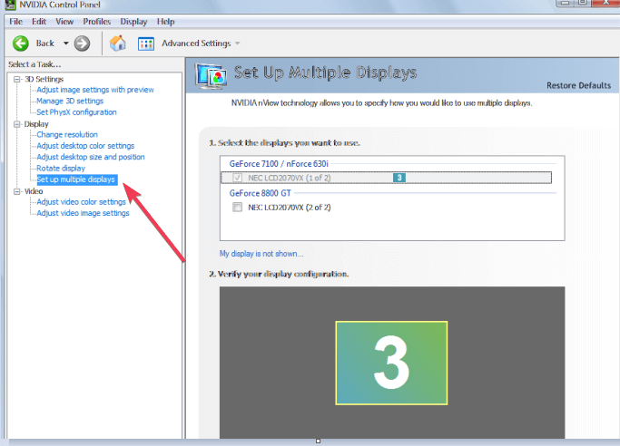 Skonfiguruj wiele wyświetlaczy NVIDIA