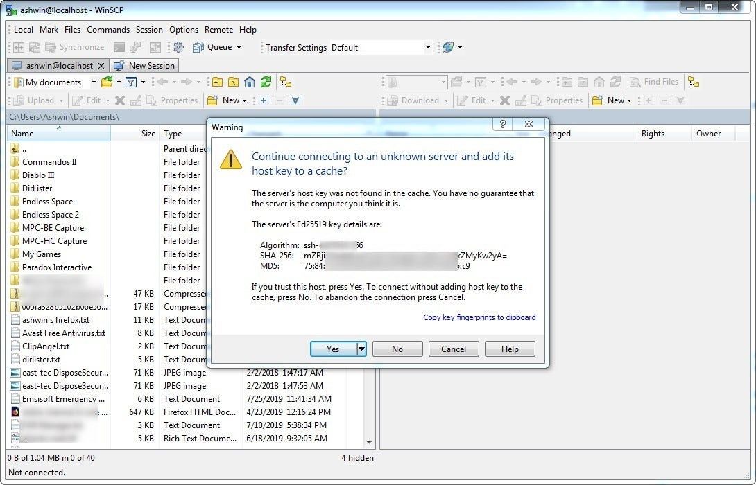 Serwer SFTP w WinSCP 2