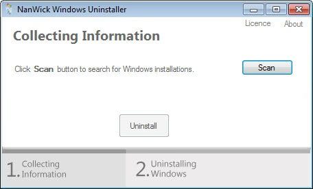 odinstaluj system Windows