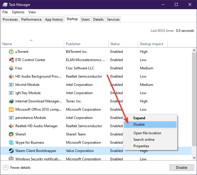Enable if. Startup in task manager. enable. bootstrapper-v2. chkdisk on startup.